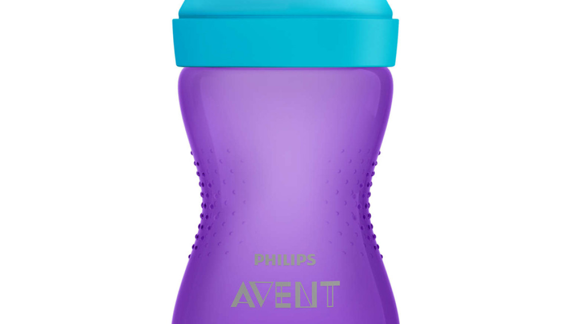 Avent itatópohár puha csőrös harapásálló 300ml 9hó lányos 