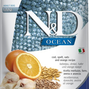 N&amp;D Dog Ocean tőkehal, tönköly, zab&amp;narancs adult mini 7kg