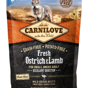 Carnilove Fresh Adult Dog Small Ostrich &amp; Lamb Excellent Digestion- Strucc és Bárány Hússal 1,5kg