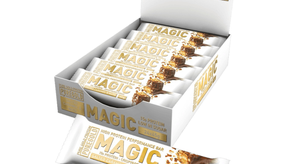 Magic Bar protein szelet - Salted Nuts &amp;amp; Caramel - 24x45g Box - PureGold