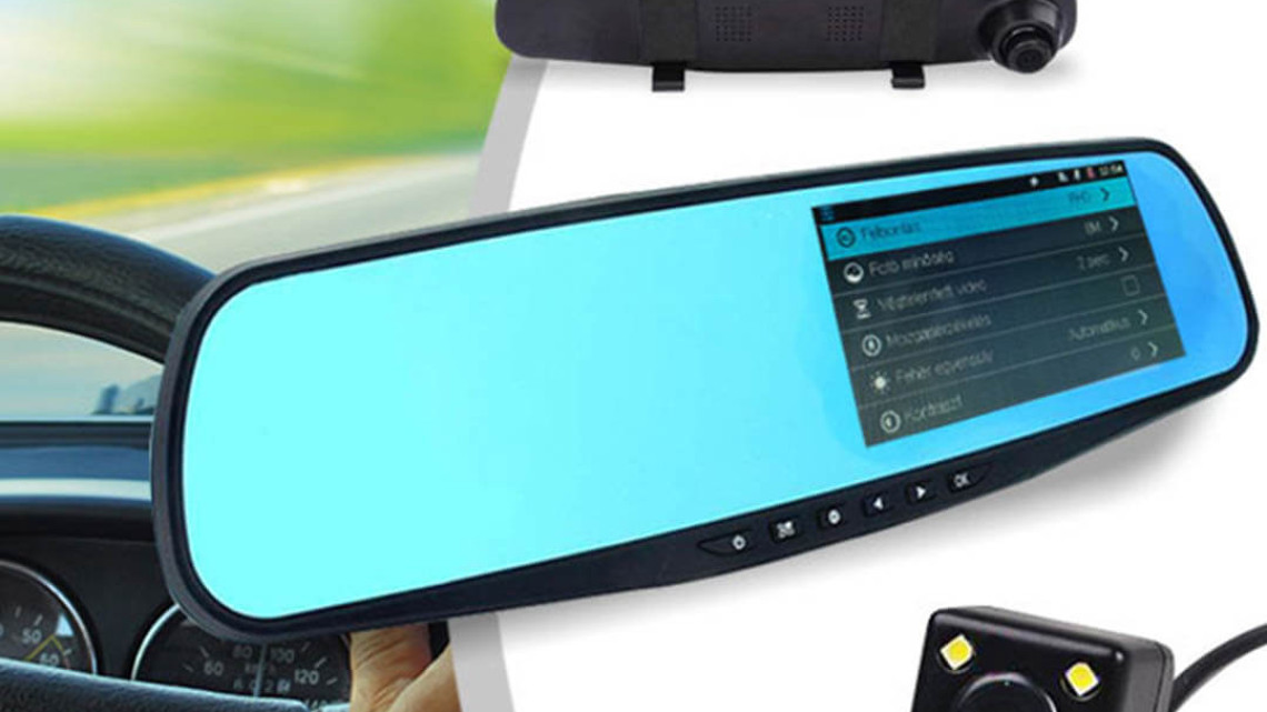 Timeless Tools Visszapillantó tükörbe épített eseményrögzítő kamera és tolatókamera, magyar menüs