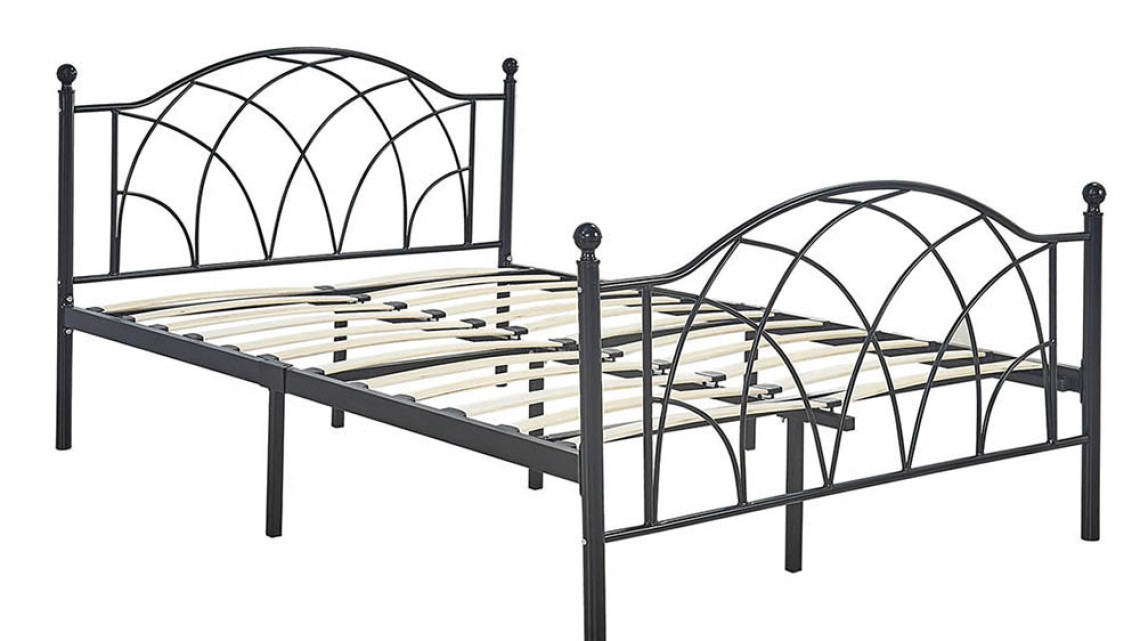Timeless Tools Lotti fém ágykeret ajándék ágyráccsal, több méretben és színben-Fekete 160x200 cm