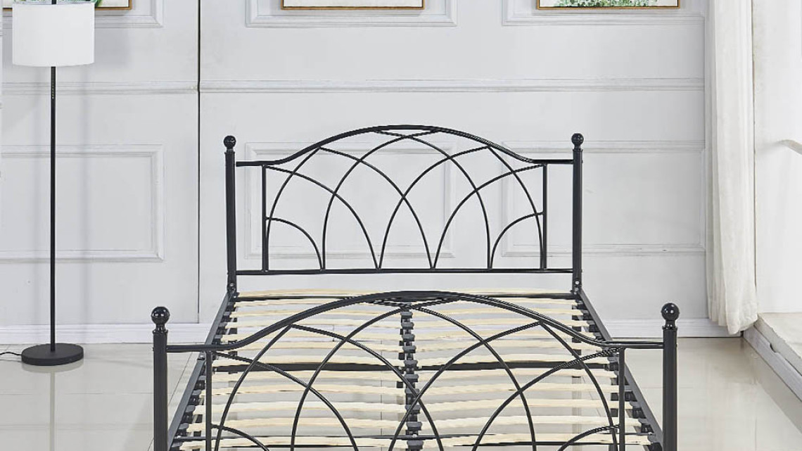 Timeless Tools Lotti fém ágykeret ajándék ágyráccsal, több méretben és színben-Fekete 160x200 cm