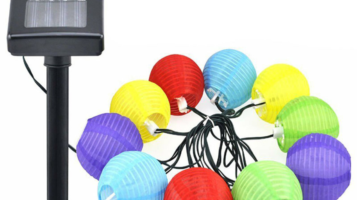 Timeless Tools 10 db-os, színes, szolár lampionfüzér