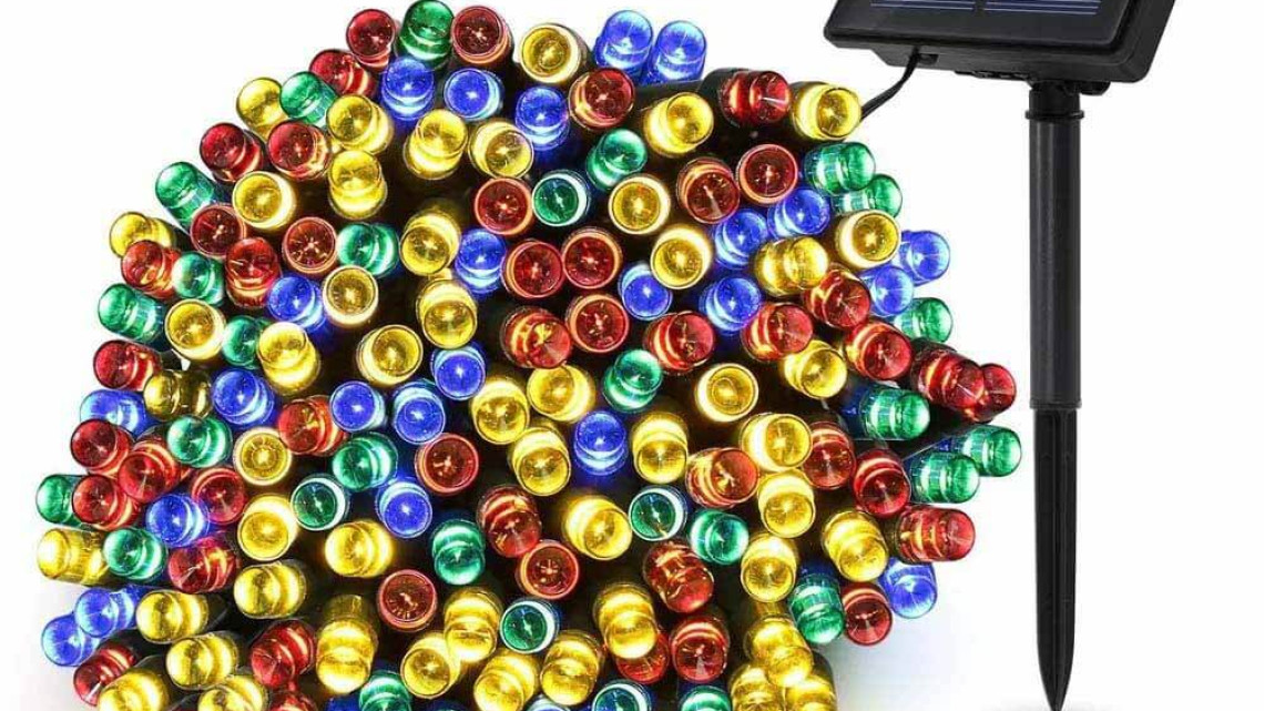 Timeless Tools 100 LED-es napelemes kerti fényfüzér-20 méteres-színes