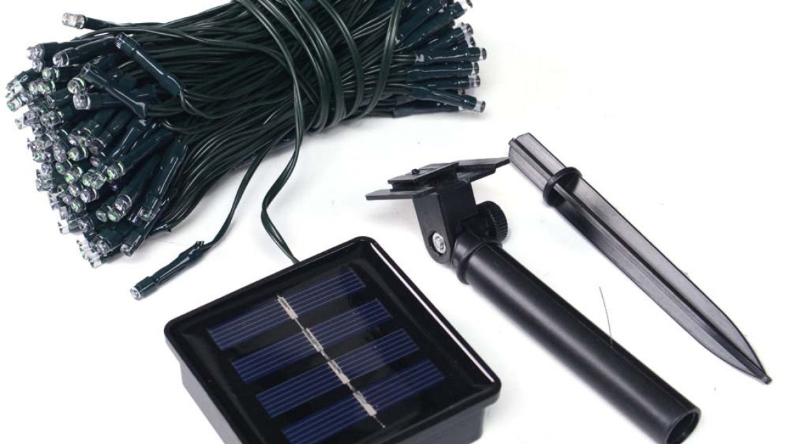 Timeless Tools 100 LED-es napelemes kerti fényfüzér-20 méteres-színes