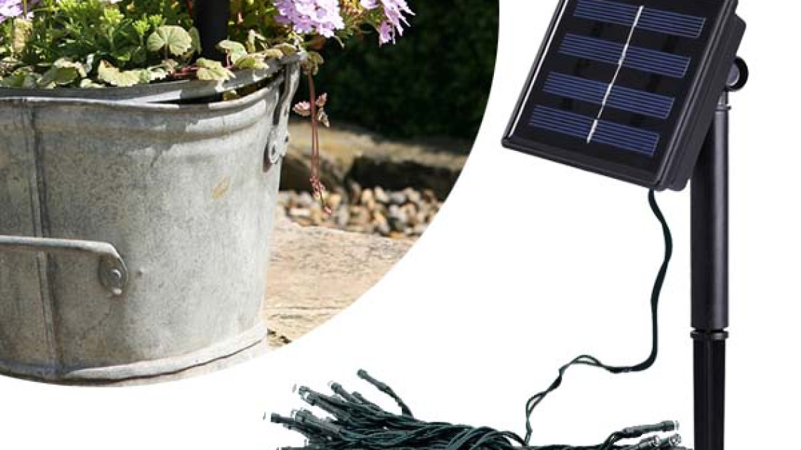 Timeless Tools 100 LED-es napelemes kerti fényfüzér-20 méteres-színes