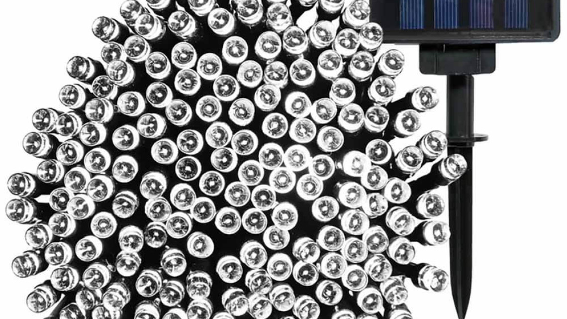 Timeless Tools 100 LED-es napelemes kerti fényfüzér-20 méteres-hideg fehér