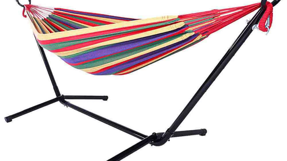 Timeless Tools Tartóállvány ajándék 2 személyes függőággyal-piros