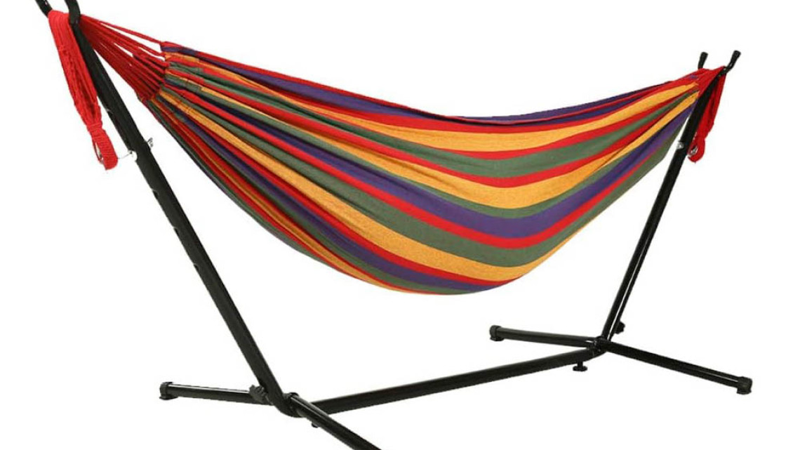 Timeless Tools Tartóállvány ajándék 2 személyes függőággyal-piros