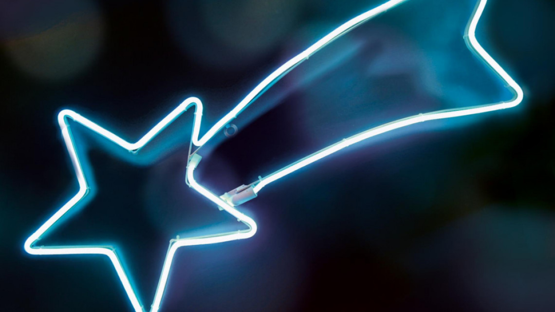 LED-es neon light figura, hullócsillag