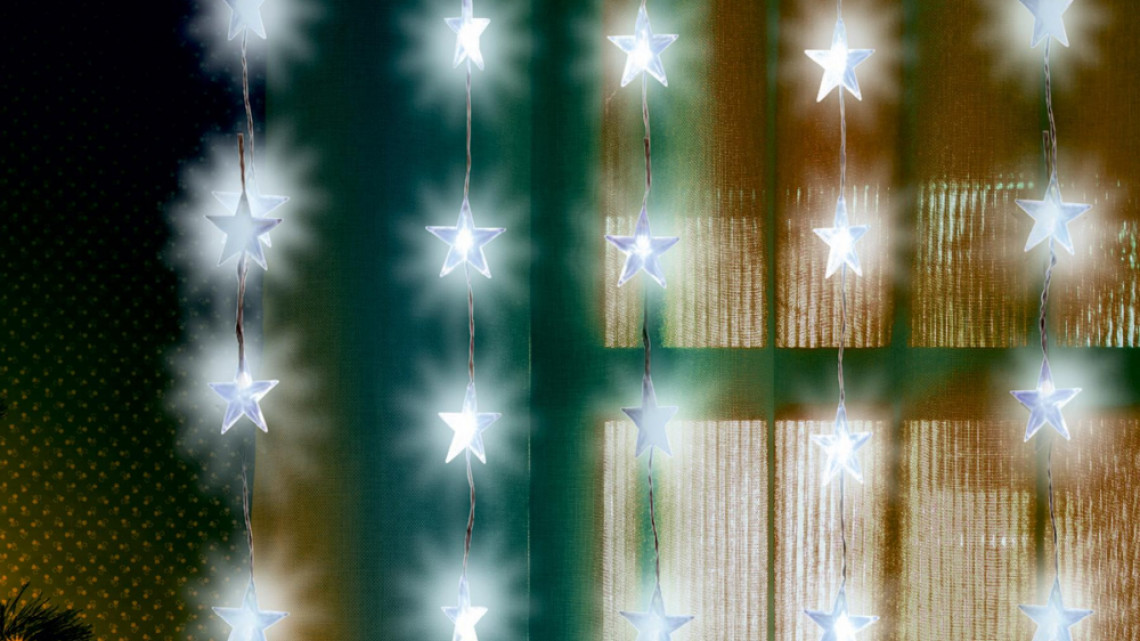 LED-es fényfüggöny, csillag, 1,5x1m, 230V