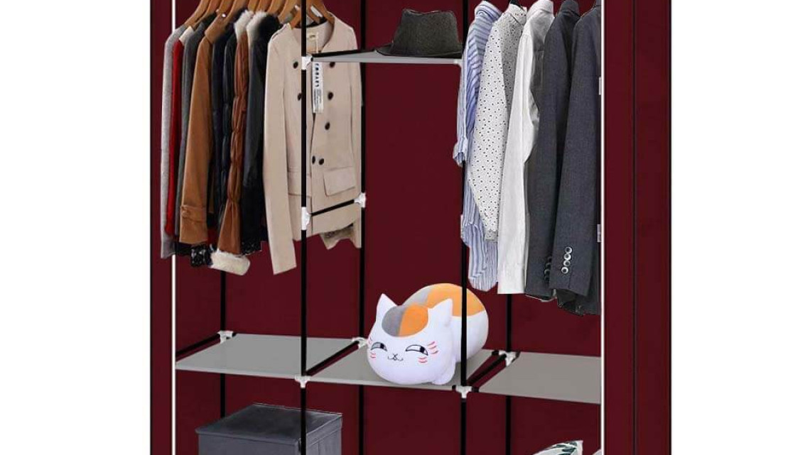 Timeless Tools Mobil ruhásszekrény 130x45x170 cm-es méretben-bordó