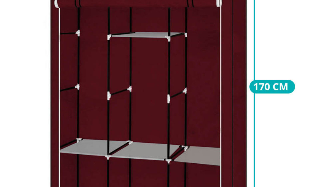 Timeless Tools Mobil ruhásszekrény 130x45x170 cm-es méretben-bordó