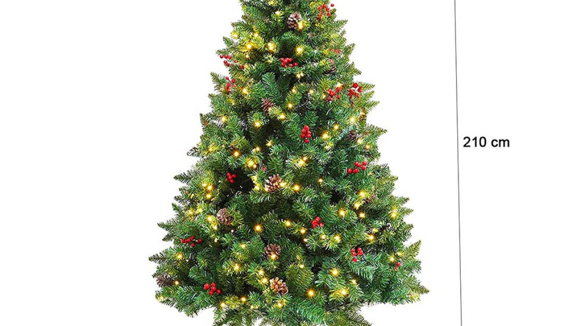 Timeless Tools LED-es műfenyő több típusban, melegfehér-320 LED-es, 210 cm