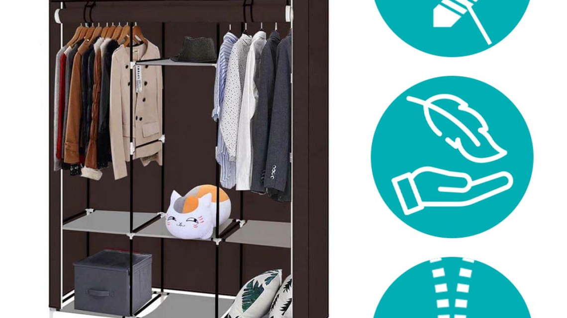 Timeless Tools Mobil ruhásszekrény 130x45x170 cm-es méretben-barna