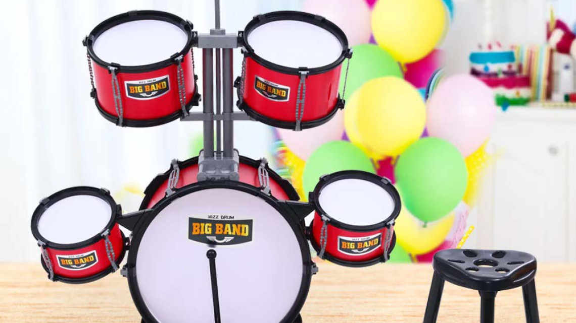 Timeless Tools Játék dobszett székkel, bordó