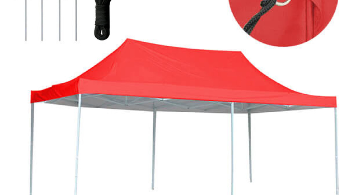 Timeless Tools Összecsukható kerti pavilon több típusban-2,9x5,7 méteres-piros-pavilon+hordtáska