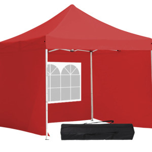 Timeless Tools Összecsukható kerti pavilon több típusban-2,9x2,9 méteres-piros-pavilon+oldalfal+hordtáska