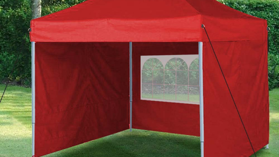 Timeless Tools Összecsukható kerti pavilon több típusban-2,9x2,9 méteres-piros-pavilon+oldalfal+hordtáska
