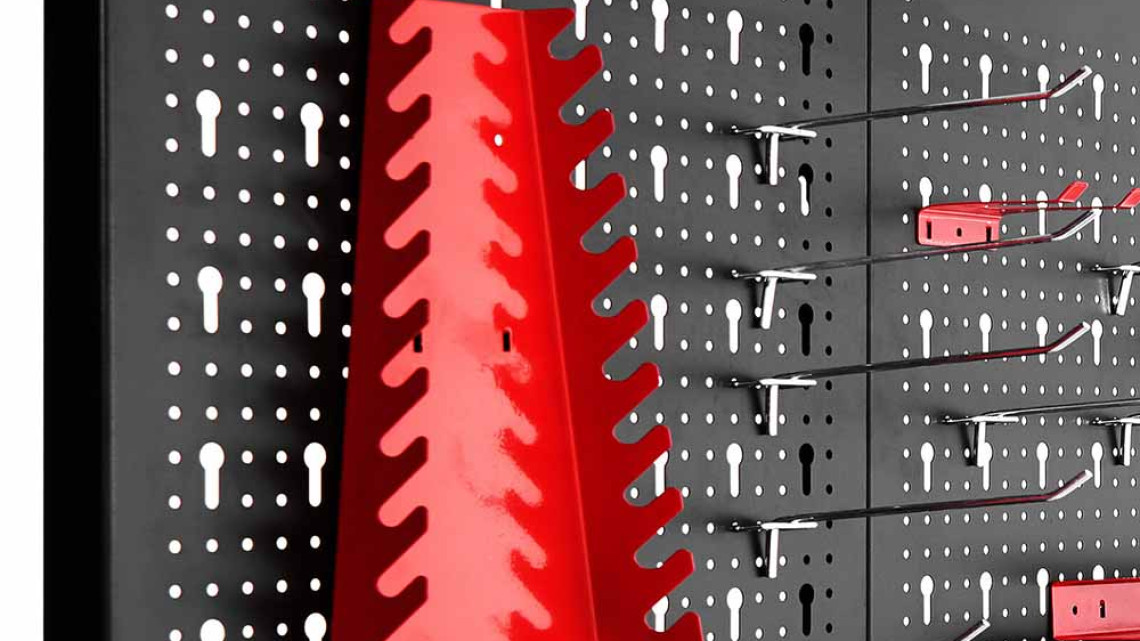 Timeless Tools Fém, fali szerszámtartó panel kampókkal és tárolókkal