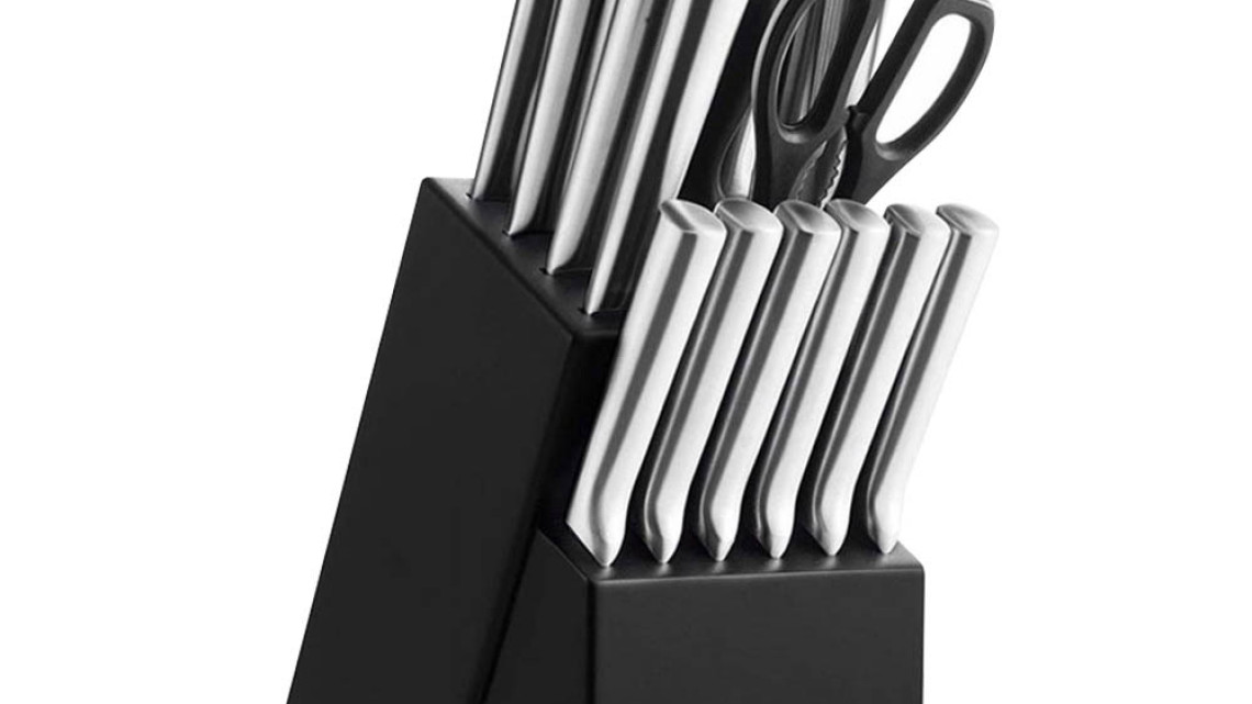 Timeless Tools 16 részes rozsdamentes késkészlet fa tartóban, élezővel, ollóval