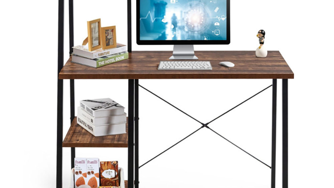 Timeless Tools Kompakt számítógépasztal, munkaállomás 4 polccal