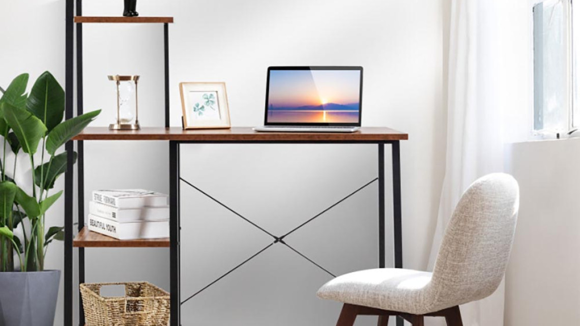 Timeless Tools Kompakt számítógépasztal, munkaállomás 4 polccal