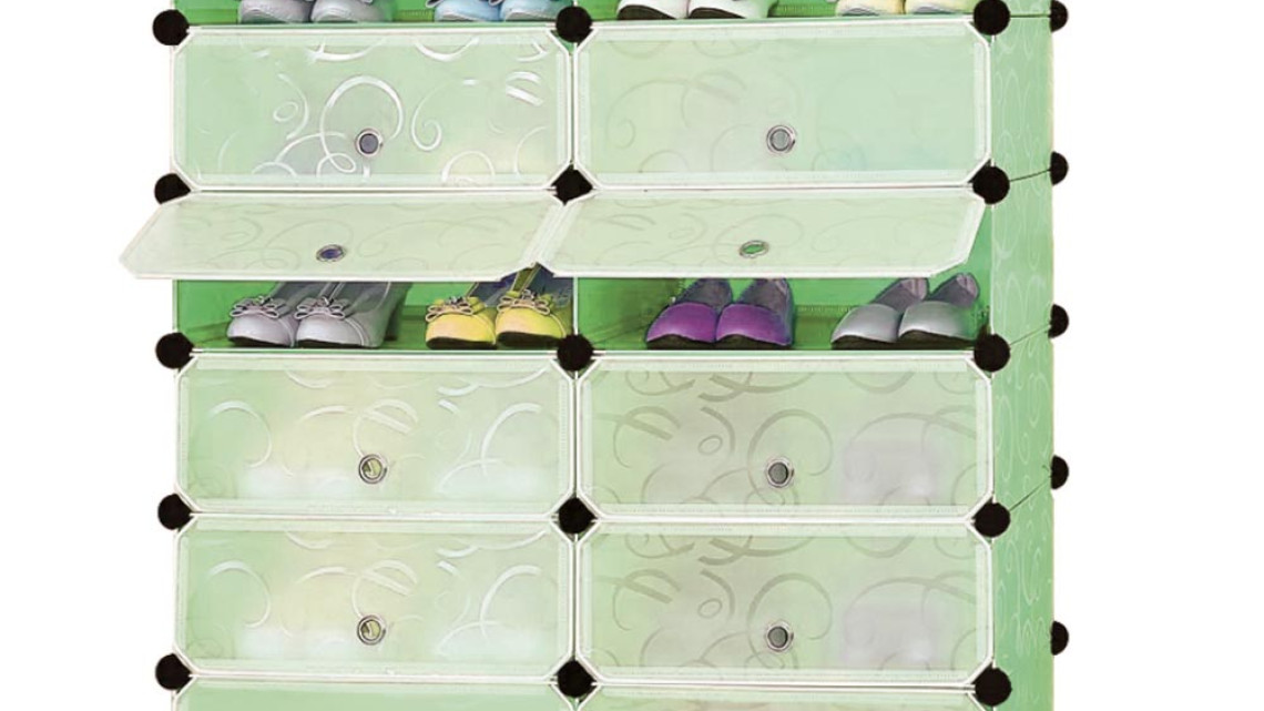Timeless Tools Műanyag elemes cipőtároló szekrény, zöld