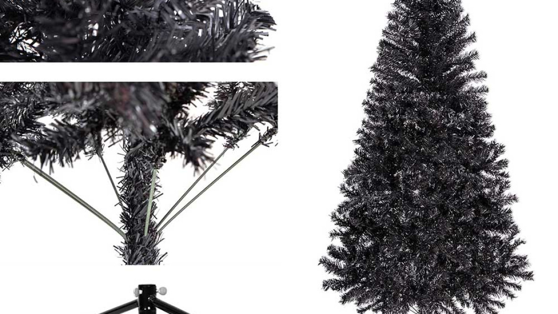 Timeless Tools Fekete műfenyő, 120cm 230ág