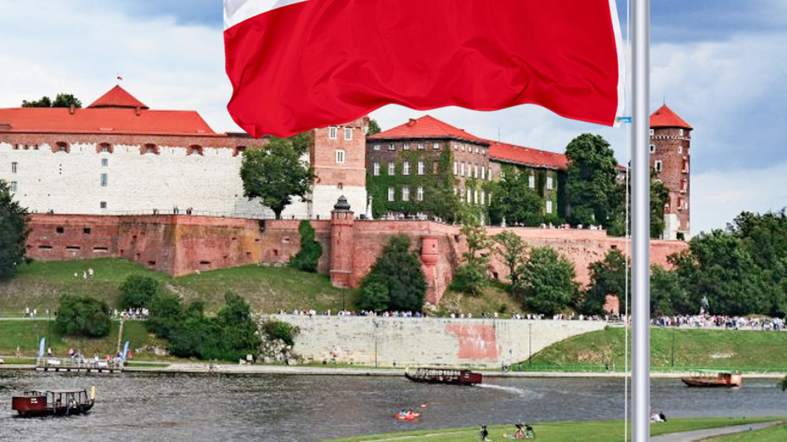 Timeless Tools Zászlótartó rúd kétoldalas 90x150cm lengyel zászlóval