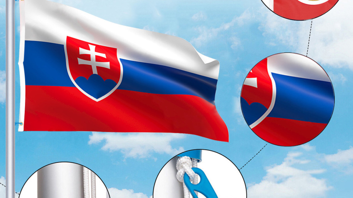 Timeless Tools Zászlótartó rúd kétoldalas 90x150cm szlovák zászlóval