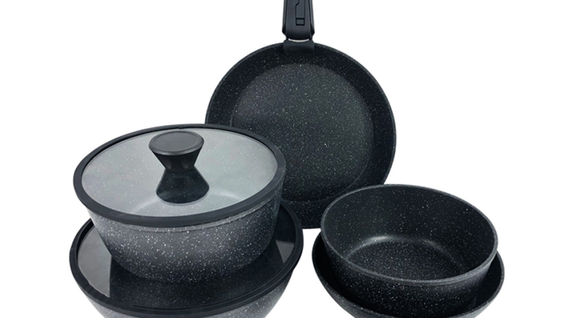 Timeless Tools 9 részes tapadásmentes edény- és serpenyőkészlet, levehető fogantyúval