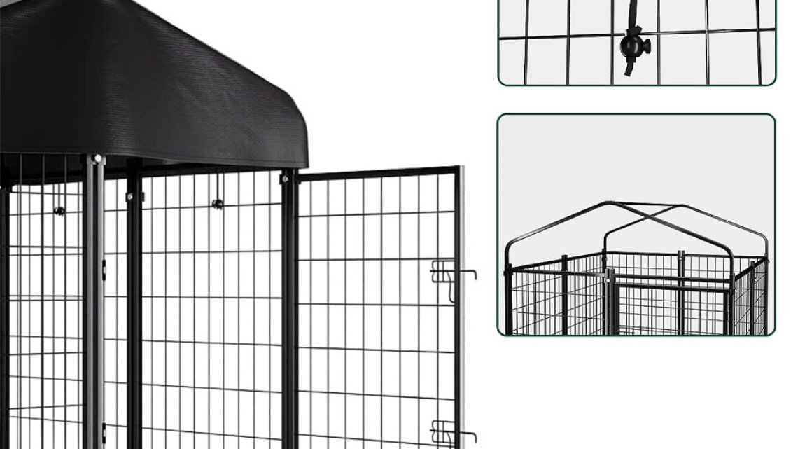 Timeless Tools Kültéri fém kutyakennel UV álló szövettetővel