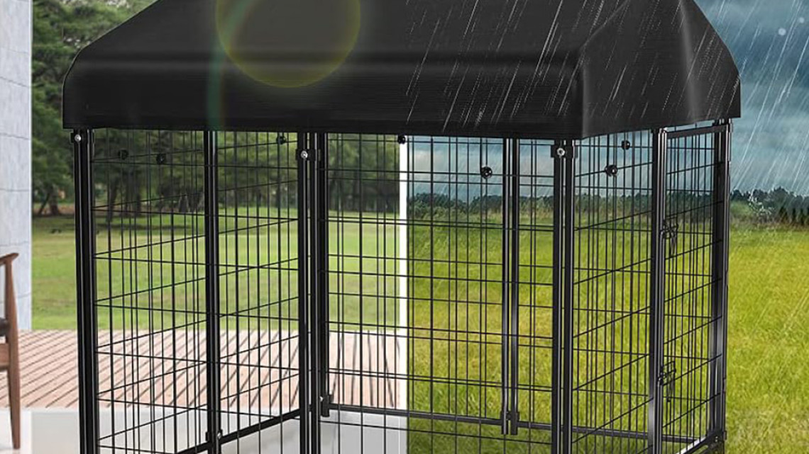 Timeless Tools Kültéri fém kutyakennel UV álló szövettetővel