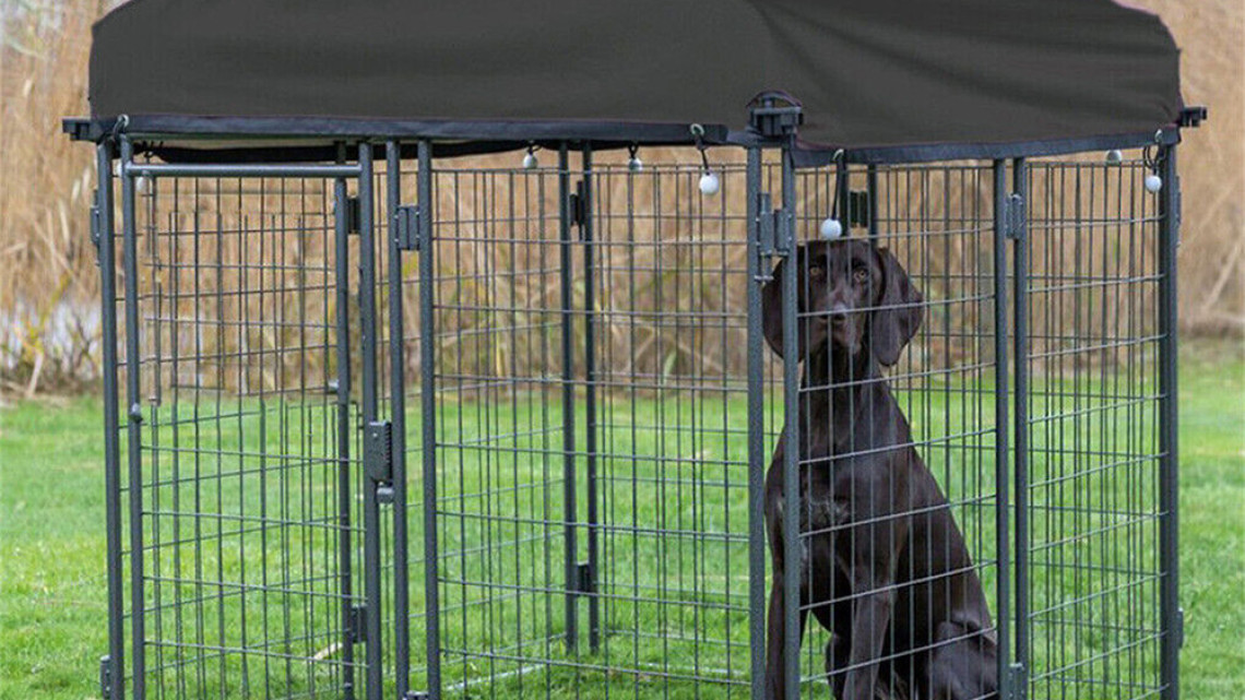 Timeless Tools Kültéri fém kutyakennel UV álló szövettetővel