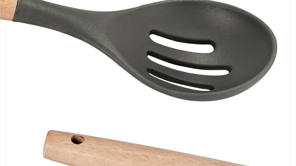 Timeless Tools 14 darabos konyhai eszközkészlet, hőálló szilikon fejjel, tartóval, sötétszürke