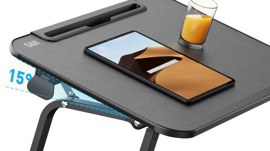 Timeless Tools Állítható magasságú reggelizőasztal tablettartóval, fekete