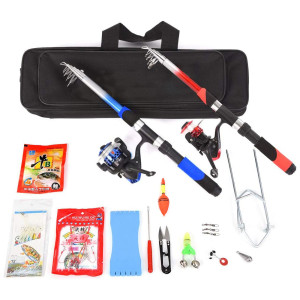 Timeless Tools  Kezdő horgászfelszerelés 2 db teleszkópos horgászbottal, kiegészítőkkel