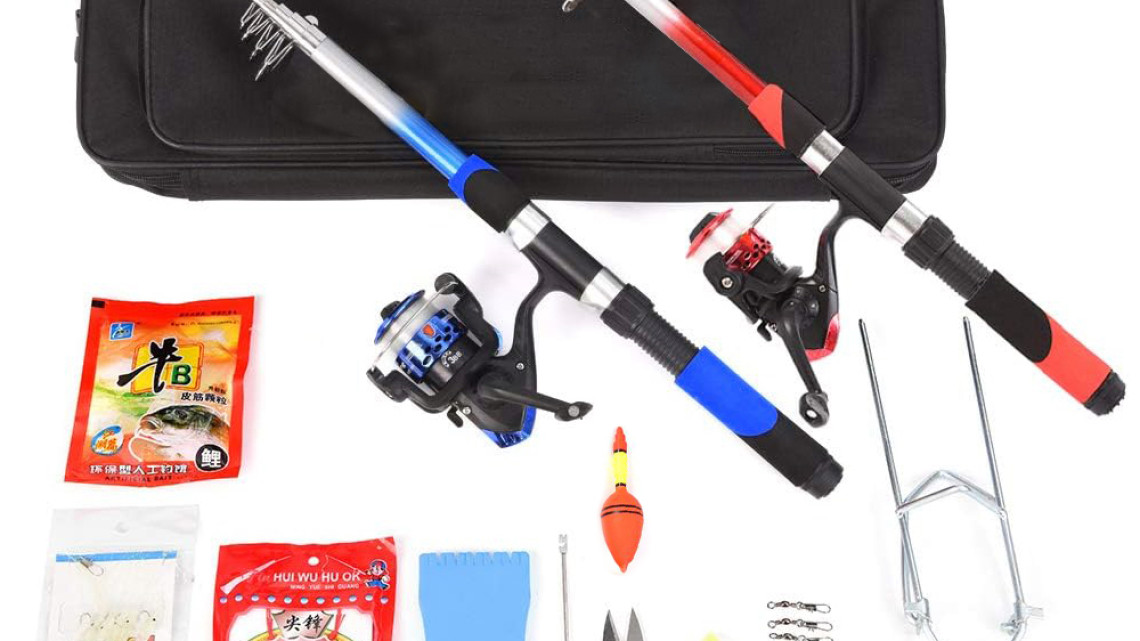 Timeless Tools  Kezdő horgászfelszerelés 2 db teleszkópos horgászbottal, kiegészítőkkel