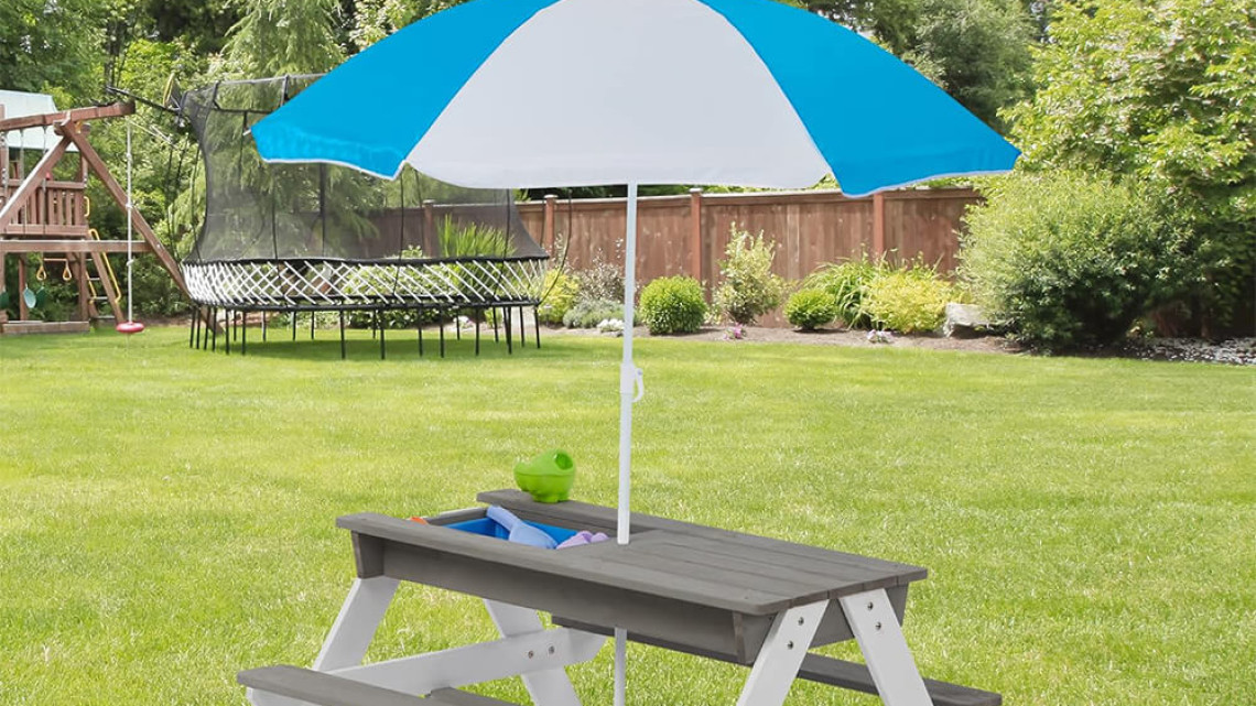 Timeless Tools 3 az 1-ben gyerek piknikasztal, napernyővel