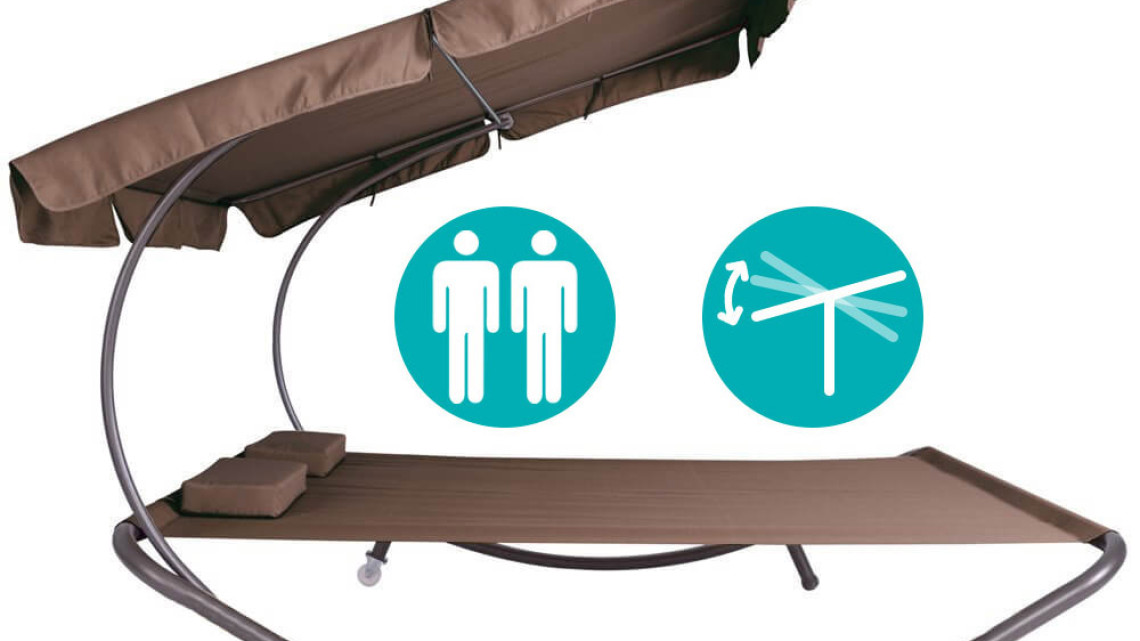 Timeless Tools Kétszemélyes napozóágy árnyékolóval-sötét barna