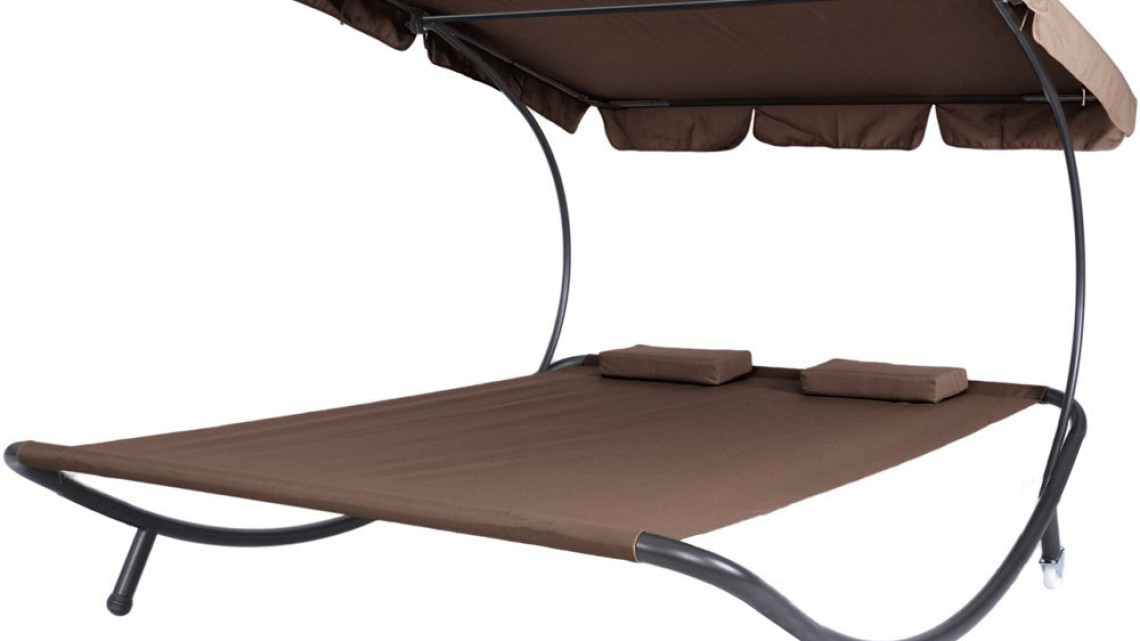 Timeless Tools Kétszemélyes napozóágy árnyékolóval-sötét barna