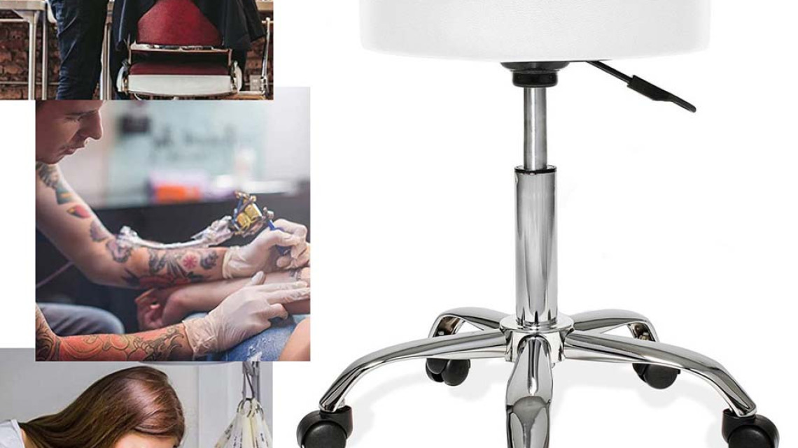 Timeless Tools Gurulós kozmetikai szék állítható magassággal-fehér