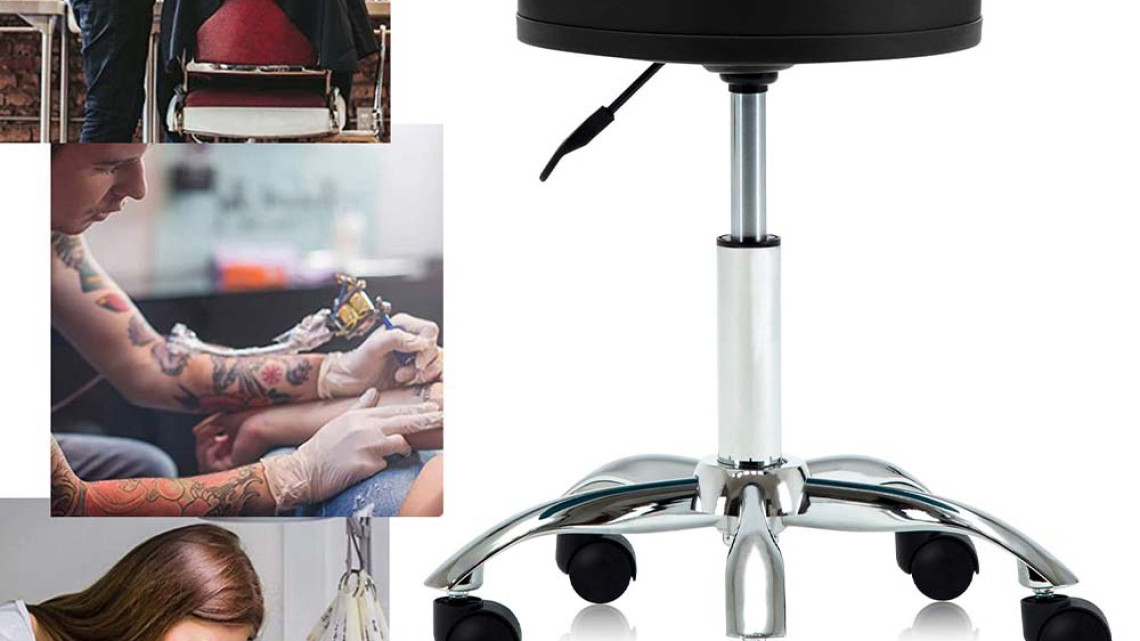 Timeless Tools Gurulós kozmetikai szék állítható magassággal-fekete