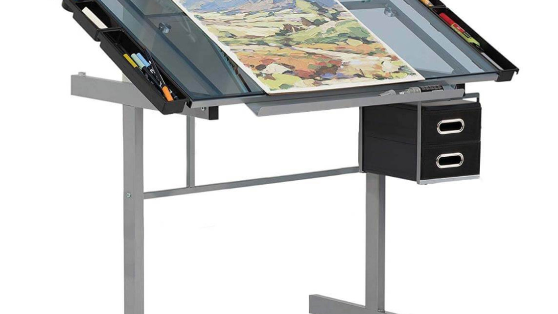 Timeless Tools Tervező asztal dönthető,üveg asztallappal