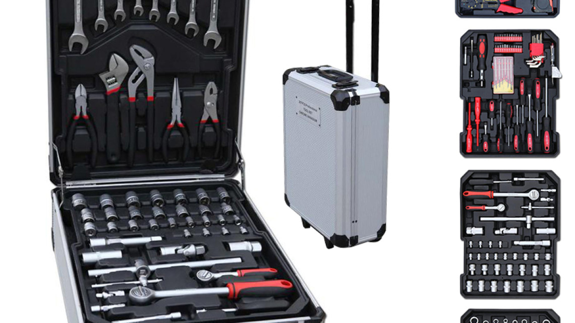 Timeless Tools 187 részes barkácskészlet gurulós bőröndben