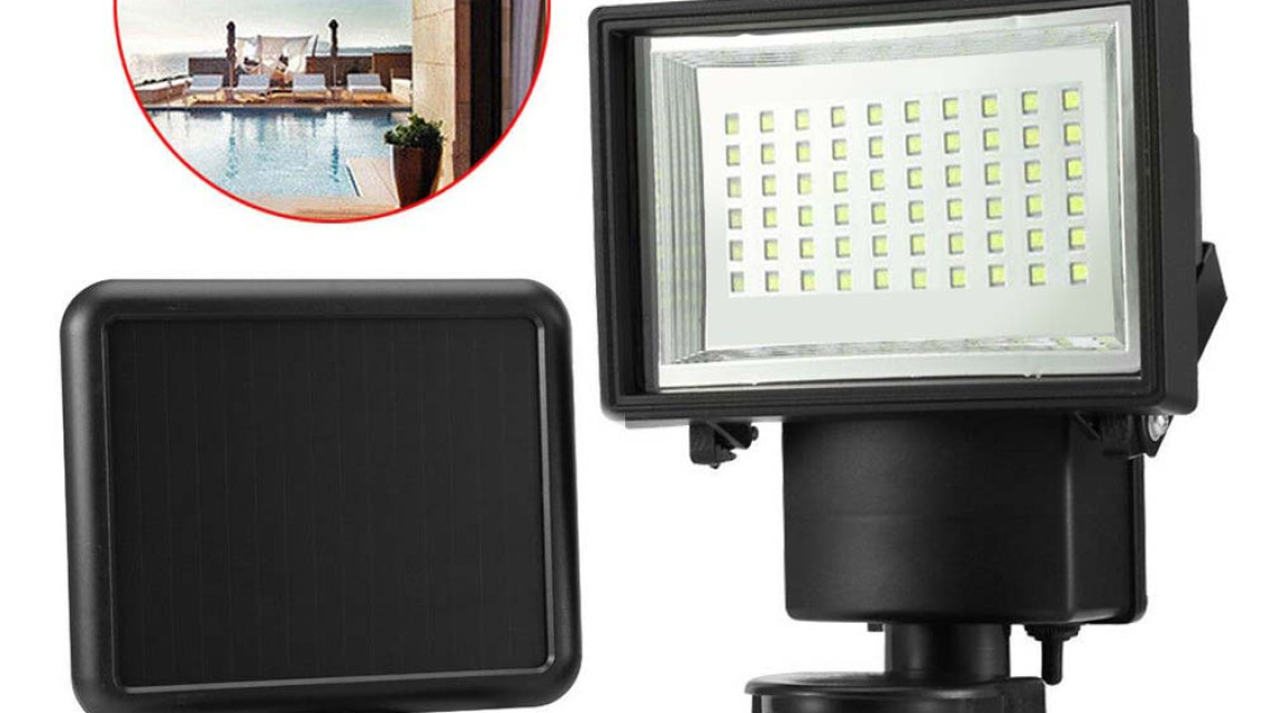 Timeless Tools Mozgásérzékelős, napelemes reflektor, 60 LED