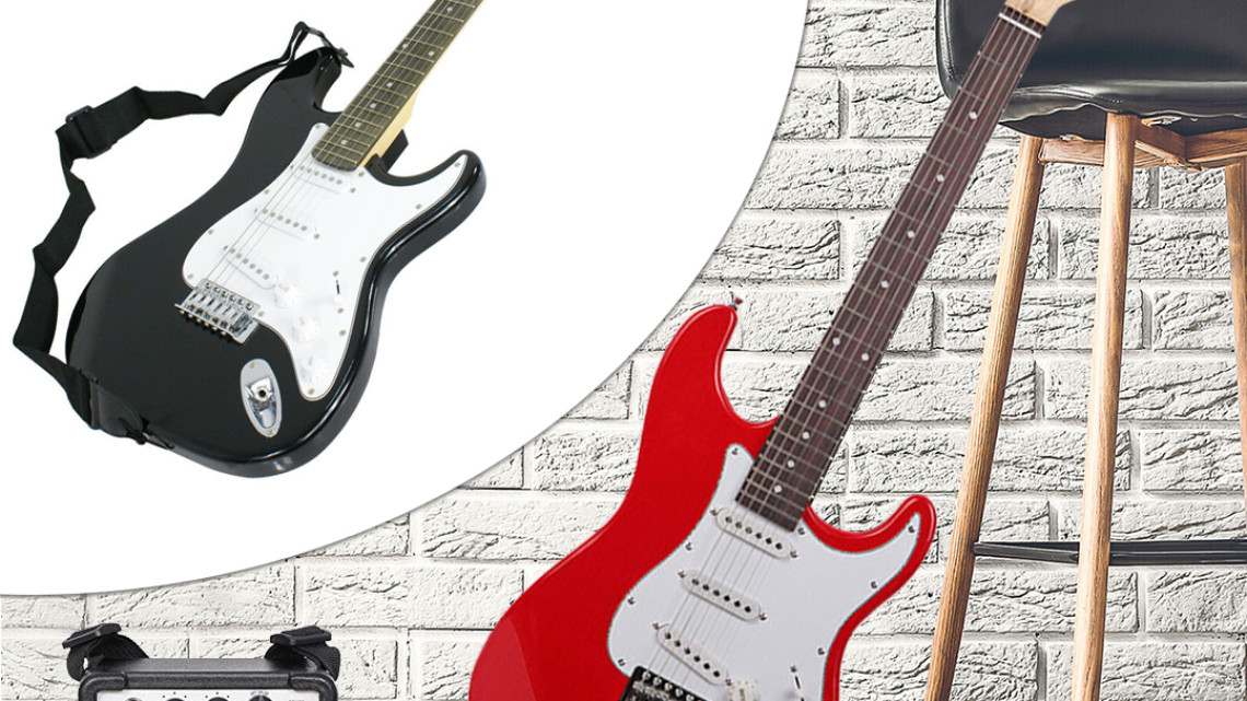 Timeless Tools Elektromos gitár szett kezdőknek, ajándék erősítővel-fekete