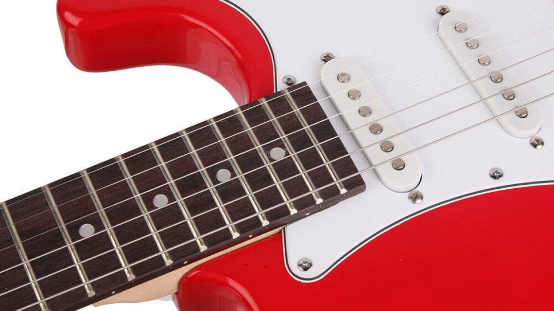 Timeless Tools Elektromos gitár szett kezdőknek, ajándék erősítővel-piros